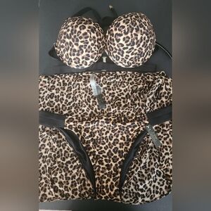 38D/XXL/XXL VS Archives Swim Banded PushUp BikiniTop Brazilian Sarong Bikini Set